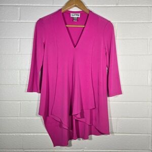 Joseph Ribkoff Pink Magenta Asymmetric Tunic Top Barbie Lagenlook 6 8 Artsy